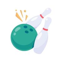 A bowling ball that rolls to hit the pin. vector