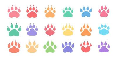 Dog and cat paws with sharp claws. cute animal footprints vector