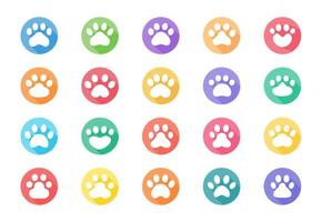 Dog and cat paws with sharp claws. cute animal footprints vector