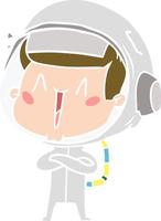 happy flat color style cartoon astronaut vector