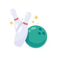 A bowling ball that rolls to hit the pin. vector