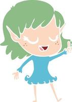 happy flat color style cartoon elf girl vector