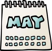 cartoon doodle calendar showing month of may vector