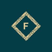 Letter F Square Ornament Monogram Logo vector