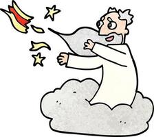 cartoon doodle god on cloud vector