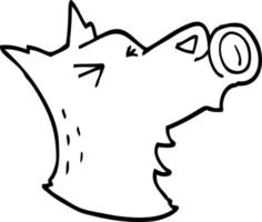 line drawing cartoon howling wolf vector