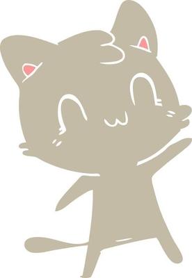 flat color style cartoon happy cat