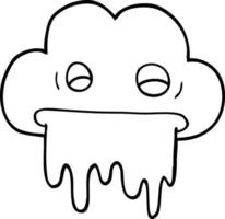 line drawing cartoon rain cloud vector