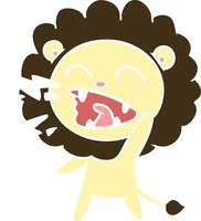 flat color style cartoon roaring lion vector