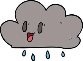 cartoon doodle happy grey cloud vector