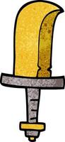 caricatura, garabato, dorado, espada vector