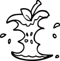 line drawing cartoon juicy bitten apple vector