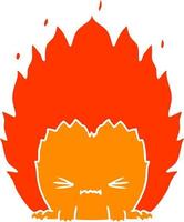 flat color style cartoon fire creature vector