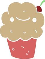 flat color style cartoon cupcake vector