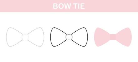 Bow Tie tracing and coloring worksheet for kids vector