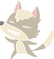 angry wolf flat color style cartoon vector