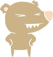 angry bear flat color style cartoon with hands on hips vector