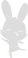 curious bunny flat color style cartoon vector