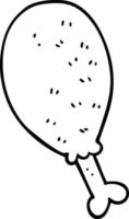 line drawing cartoon cooked chicken leg vector