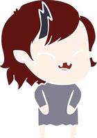 dibujos animados de estilo de color plano riendo chica vampiro vector