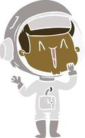 laughing flat color style cartoon astronaut vector