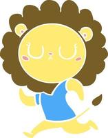 flat color style cartoon running lion vector