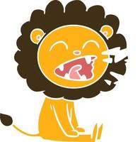 flat color style cartoon roaring lion vector