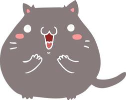 happy flat color style cartoon cat vector