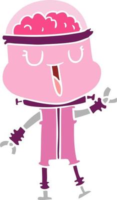 happy flat color style cartoon robot