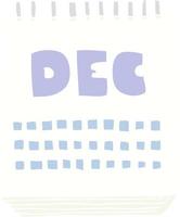 ilustración de color plano de un calendario de dibujos animados que muestra el mes de diciembre vector