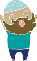 man with beard sticking out tongue vector