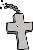 cartoon doodle silver cross vector