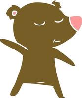 happy flat color style cartoon bear vector