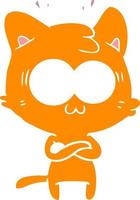 flat color style cartoon surprised cat vector