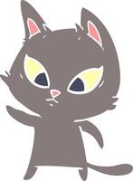 confused flat color style cartoon cat vector