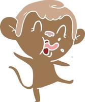 crazy flat color style cartoon monkey vector