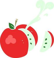 flat color illustration of a cartoon sliced apple vector