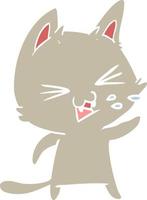 flat color style cartoon cat hissing vector