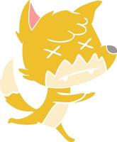 flat color style cartoon dead fox vector