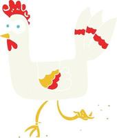 flat color illustration of a cartoon chicken running vector