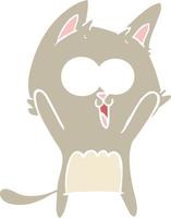 funny flat color style cartoon cat vector