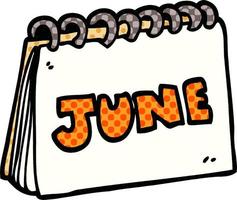 caricatura, garabato, calendario, actuación, mes, de, junio vector