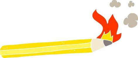 flat color illustration of a cartoon flaming pencil vector