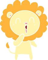 laughing lion flat color style cartoon vector