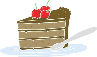 flat color style cartoon expensive slice of chocolate cake vector