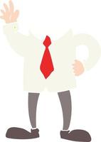 flat color illustration of a cartoon headless businessman vector