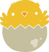 flat color style cartoon chick hatching from egg vector