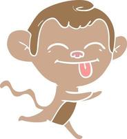 funny flat color style cartoon monkey running vector