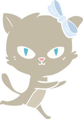 cute flat color style cartoon cat running