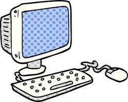 cartoon doodle office computer vector